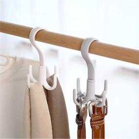 img 3 attached to Versatile Grey Plastic Closet Bag Purse Organizer: 4 Pack Hanger for Belts, Ties, Bags, and More!