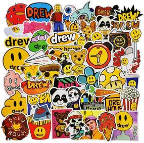 img 4 attached to Drew House Laptop Stickers 50pcs Pack - Trendy Fashion Brand Logo Decals for Kids/Teenagers: Water Bottles, Luggage, Skateboards, and more!