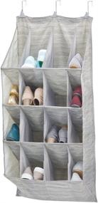 img 4 attached to 👞 mDesign Over The Door Shoe Storage Cubby, 16 Pairs - Organizes Shoes, Handbags, Clutches, Accessories - 10 Shelf Hanging Storage Unit - Textured Print - Taupe/Tan