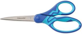 img 4 attached to Fiskars Left Handed Student Kids Scissors, 7 Inch, Blue Lightning Back to School Supplies