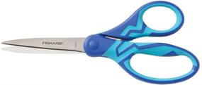 img 3 attached to Fiskars Left Handed Student Kids Scissors, 7 Inch, Blue Lightning Back to School Supplies