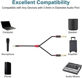 img 1 attached to 🎧 SHULIANCABLE 10Ft/3M 3.5mm TRS to Dual 6.35mm TS Audio Y-Splitter Cable for iPhone, iPod, Speakers, Home Stereo