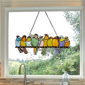 img 1 attached to 🪶 Stained Glass Birds on Wire Sun Catcher: River of Goods Bird Suncatcher Window Panels