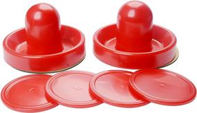 img 2 attached to 🏒 Muzoct Great Goal Handles Pushers Replacement Accessories for Game Tables - Set of 2 Red Air Hockey Pushers and 4 Red Pucks for Kids