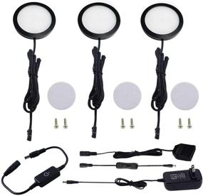 img 4 attached to 🔆 AIBOO Under Cabinet LED Black Cover Puck Lighting Kit: Enhance Kitchen Cupboard & Closet Lighting with Touch Dimmer Switch (3 Lights, Daylight White)