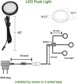 img 2 attached to 🔆 AIBOO Under Cabinet LED Black Cover Puck Lighting Kit: Enhance Kitchen Cupboard & Closet Lighting with Touch Dimmer Switch (3 Lights, Daylight White)