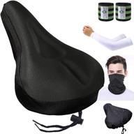 narrow exercise bicycle seat cushion cover - karetto gel bike seat 🚴 cover with water and dust resistant pad, reflective band and bandanas for cycling logo