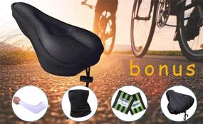 img 3 attached to Narrow Exercise Bicycle Seat Cushion Cover - Karetto Gel Bike Seat 🚴 Cover with Water and Dust Resistant Pad, Reflective Band and Bandanas for Cycling