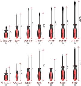 img 3 attached to Набор магнитных отверток Olsa Tools: 14 шт. профессиональная рукоятка, органайзер и качественные отвертки Phillips/Flathead.