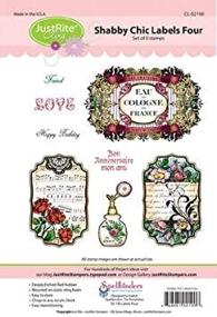 img 1 attached to 🏷️ JustRite Stampers Shabby Chic Labels Four Cling Stamp Set - 8 Piece Collection