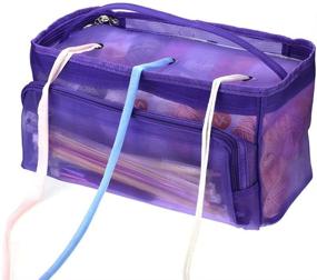 img 4 attached to 👜 Purple Mesh Knitting Bag for Mother's Day Gift - Yarn Storage Tote Organizer with Zipper Closure, Ideal for Carrying Knitting Needles, Crochet Hooks, and Sewing Accessories