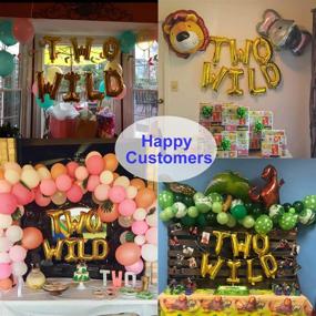 img 1 attached to 🎉 Double the Wild Fun: Foil Letter Balloon & Cake Topper Set for Safari Jungle Dinosaur 2nd Birthday Party Decorations & Supplies