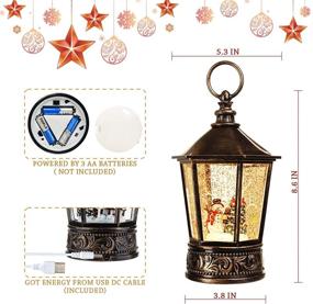 img 3 attached to Lit Christmas Snow Globe Lantern with USB, Music & Water Snowball - Creative Cute Xmas Snowman Decorations & Charming Gifts