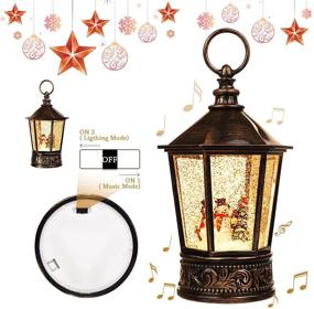 img 2 attached to Lit Christmas Snow Globe Lantern with USB, Music & Water Snowball - Creative Cute Xmas Snowman Decorations & Charming Gifts