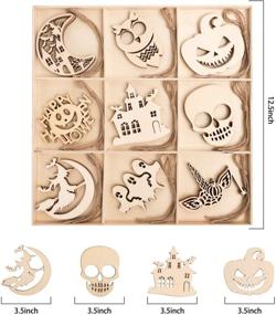 img 3 attached to 🎃 N&T NIETING 27Pcs Halloween Wooden Slices: Unfinished Ornaments with Jute Twine, Wood Cutouts Embellishments for DIY Craft Halloween Decorations