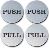 🔘 stylish round push signs in brushed silver for enhanced visibility logo
