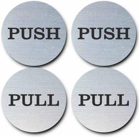 img 1 attached to 🔘 Stylish Round Push Signs in Brushed Silver for Enhanced Visibility