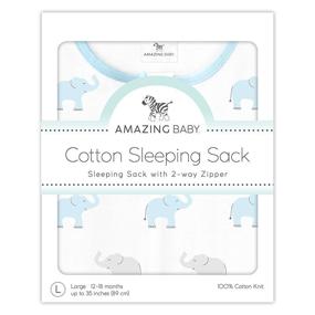 img 1 attached to 👶 Amazing Baby Cotton Sleeping Sack: Tiny Elephants, Pastel Blue, Small - Comfy & Convenient Wearable Blanket with 2-Way Zipper