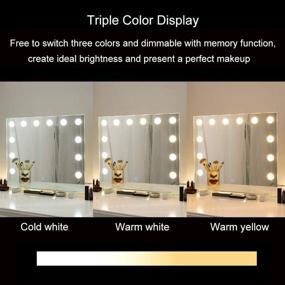 img 2 attached to 💄 Chende Hollywood Style Makeup Mirror with Dimmable LED Bulbs and Touch Control Design, Featuring 3 Lighting Modes for Enhanced Vanity Lighting