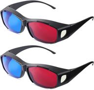 🎥 2 pack 3d movie & game glasses - red blue 3d style for 3d movies & games, viewing glasses, light & simple design logo