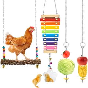 img 4 attached to Woiworco Chicken Xylophone Vegetable Hanging Birds and Toys