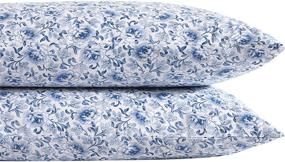 img 1 attached to 🛏️ Наволочка из коллекции Laura Ashley Home Sateen - 100% хлопок, шелковистая и ярко-сияющая, не мнущаяся постельная принадлежность - стандартный размер, Lorelei.