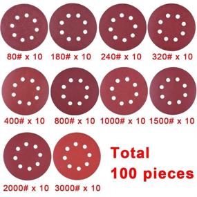 img 3 attached to 🪚 AUSTOR 100 Pcs 5 Inch Sanding Discs with 8 Holes - Hook and Loop, Assorted Grits (80/180/240/320/400/800/1000/1500/2000/3000), Ideal for Random Orbital Sander