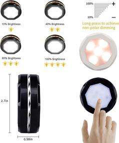 img 3 attached to Black LED Puck Lights - Wireless Under Cabinet Lighting, Battery Powered Closet Lights, Night Light with Remote Control Dimmer and Timing Function (6Pack)