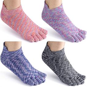 img 4 attached to Ultimate Comfort and Style: Women's No Show Cotton Toe Socks - 4 Pack