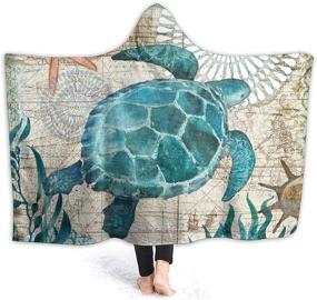 img 4 attached to 🐢 Sea Turtle Blanket Hoodie Throw - Soft & Warm Wearable Blanket for Kids, Adults, and Teens - Anti-Pilling Flannel Hooded Blanket - 60"X50" Size