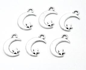 img 3 attached to Youkwer Moon and Star Charms: 100Pcs Antique Silver Beads for DIY Jewelry Making, Bracelet, and Necklace Crafting