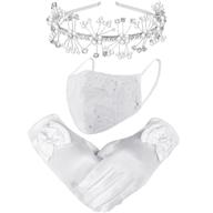 🧤 vicpen first holy communion satin princess gloves, lace dustproof face mask, and pearl headband floral hair accessory set logo
