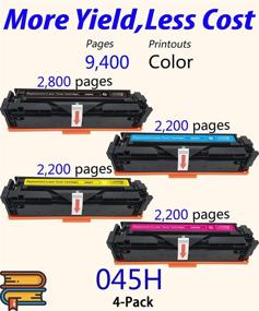 img 3 attached to 🖨️ (4-Pack) High Yield Compatible Cartridge 045H CRG-045H Toner Cartridge 045 - ColorPrint, for Color imageCLASS LBP612CDW MF634CDW MF632CDW MF632 MF634 Printer