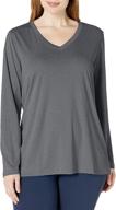 👚 just my size women's plus size active cooldri long sleeve v-neck tee - stay cool and stylish with this plus size active top! logo