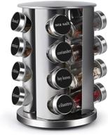 🌶️ ultimate revolving countertop spice rack: stainless steel rotating organizer for cabinet storage, 16 jars - enhance your kitchen with the spice carousel tower logo