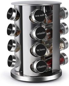 img 4 attached to 🌶️ Ultimate Revolving Countertop Spice Rack: Stainless Steel Rotating Organizer for Cabinet Storage, 16 Jars - Enhance Your Kitchen with the Spice Carousel Tower