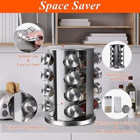 img 3 attached to 🌶️ Ultimate Revolving Countertop Spice Rack: Stainless Steel Rotating Organizer for Cabinet Storage, 16 Jars - Enhance Your Kitchen with the Spice Carousel Tower