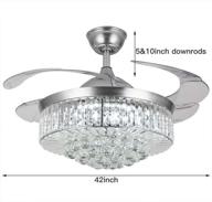 🌟 panghuhu88 42-inch modern crystal ceiling fan chandelier light with invisible design, remote control & 4 retractable abs blades for bedroom, living room, and dining room decoration - silver логотип