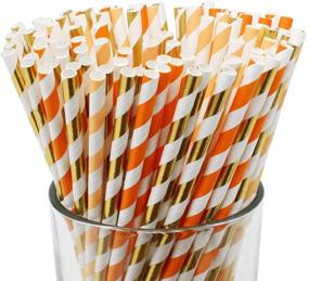 img 2 attached to Just Artifacts Premium Biodegradable Disposable Drinking Paper Straws - 100pcs in Autumn Vibes