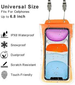 img 3 attached to 📱 BEOBEU Universal Floating Waterproof Phone Case: IPX8 Dry Bag Pouch for iPhone 12/11/SE & Galaxy up to 6.8" - Orange