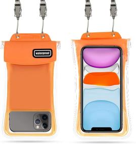 img 4 attached to 📱 BEOBEU Universal Floating Waterproof Phone Case: IPX8 Dry Bag Pouch for iPhone 12/11/SE & Galaxy up to 6.8" - Orange