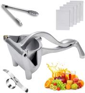 dny hand juicer: premium aluminum alloy lemon squeezer with food tong, peeler, and filter bags – rustproof handheld fruit juicer logo