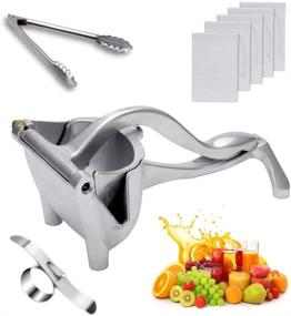 img 4 attached to DNY Hand Juicer: Premium Aluminum Alloy Lemon Squeezer with Food Tong, Peeler, and Filter Bags – Rustproof Handheld Fruit Juicer