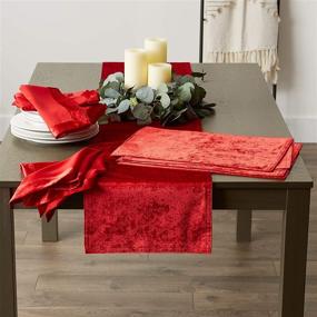 img 1 attached to Stunning Red Velvet Table Runner by 🍷 DII - 14x72 Size, Perfect for Tabletop Elegance