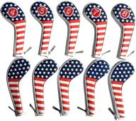 premium thick synthetic leather golf iron headcovers set - sunbro golf 10pcs with usa flag design, fit titleist, callaway, ping, taylormade, cobra & more brands - zipper closure logo