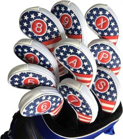 img 2 attached to Premium Thick Synthetic Leather Golf Iron Headcovers Set - SUNBRO Golf 10pcs with USA Flag Design, Fit Titleist, Callaway, Ping, Taylormade, Cobra & More Brands - Zipper Closure