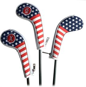 img 1 attached to Premium Thick Synthetic Leather Golf Iron Headcovers Set - SUNBRO Golf 10pcs with USA Flag Design, Fit Titleist, Callaway, Ping, Taylormade, Cobra & More Brands - Zipper Closure