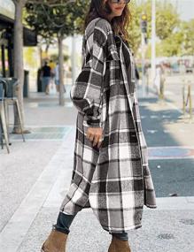img 2 attached to HangNiFang Oversized Flannel Shacket 0488 BlackWhite M Women's Clothing
