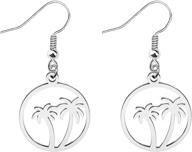 🌴 tropical coconut palm tree cut out earrings - bekech summer beach theme jewelry for her, perfect holiday gift, vacation jewelry, bridal beach wedding jewelry for bridesmaid logo