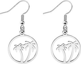 img 4 attached to 🌴 Tropical Coconut Palm Tree Cut Out Earrings - BEKECH Summer Beach Theme Jewelry for Her, Perfect Holiday Gift, Vacation Jewelry, Bridal Beach Wedding Jewelry for Bridesmaid